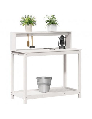 Tavolo Invaso con Ripiani Bianco 108x50x109,5 cm Massello Pino