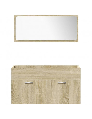 Set Mobili da Bagno 4 pz Rovere Sonoma in Legno Multistrato
