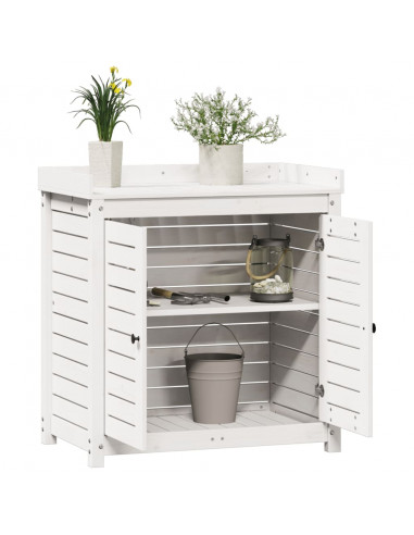 Tavolo Invaso con Ripiani Bianco 82,5x50x86,5 cm Massello Pino