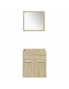 Set Mobili da Bagno 4 pz Rovere Sonoma in Legno Multistrato