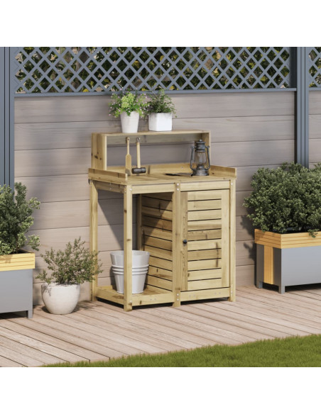 Tavolo Invaso con Ripiani 82,5x50x109,5cm Legno Impregnato Pino