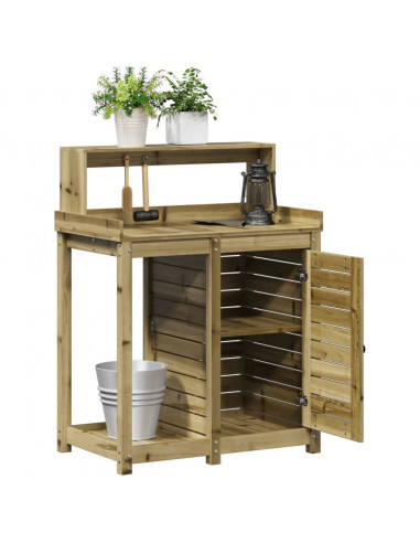 Tavolo Invaso con Ripiani 82,5x50x109,5cm Legno Impregnato Pino