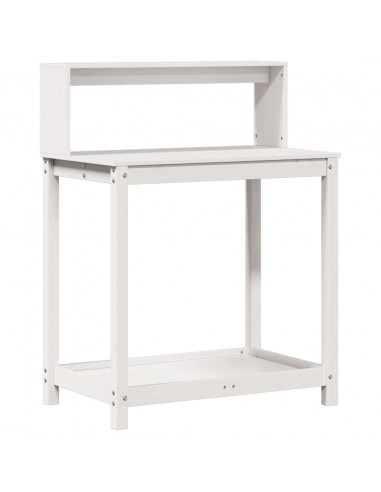 Tavolo Invaso con Ripiani Bianco 82,5x50x109,5 cm Massello Pino