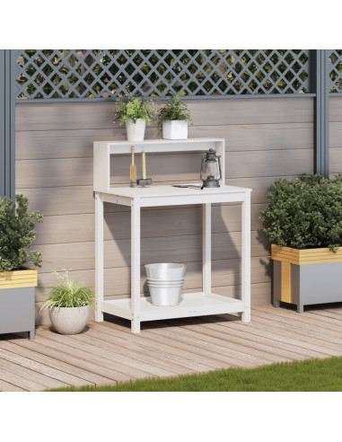 Tavolo Invaso con Ripiani Bianco 82,5x50x109,5 cm Massello Pino