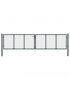Cancello per Giardino in Acciaio Zincato 400x150 cm Grigio 2