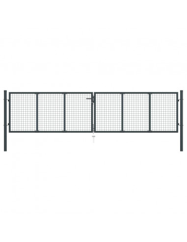 Cancello per Giardino in Acciaio Zincato 400x150 cm Grigio