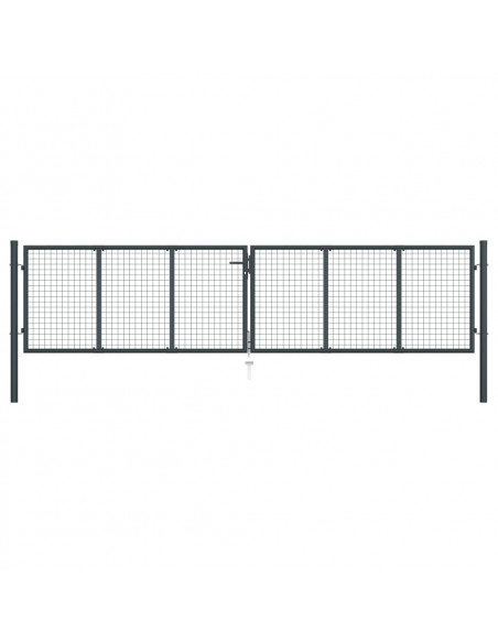Cancello per Giardino in Acciaio Zincato 400x150 cm Grigio