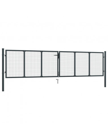 Cancello per Giardino in Acciaio Zincato 400x150 cm Grigio