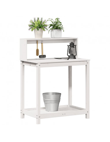 Tavolo Invaso con Ripiani Bianco 82,5x50x109,5 cm Massello Pino