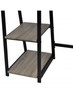 Scrivania con 2 Ripiani Grigio e Rovere