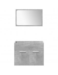 Set Mobili da Bagno 4 pz Grigio Cemento in Legno Multistrato