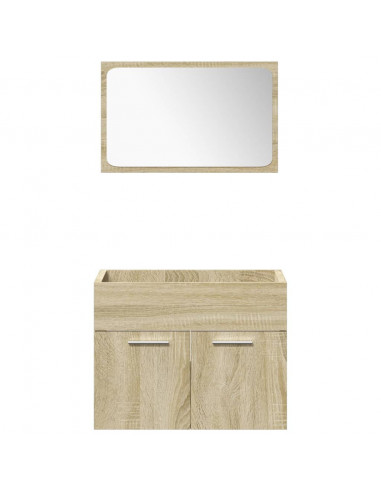 Set Mobili da Bagno 4 pz Rovere Sonoma in Legno Multistrato