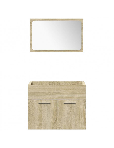 Set Mobili da Bagno 4 pz Rovere Sonoma in Legno Multistrato