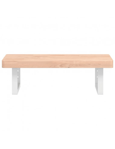 Ripiano a Parete per Lavabo in Acciaio e Massello di Faggio