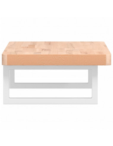 Ripiano a Parete per Lavabo in Acciaio e Massello di Faggio