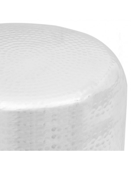 Sgabello/Tavolino Laterale in Alluminio Battuto Argento