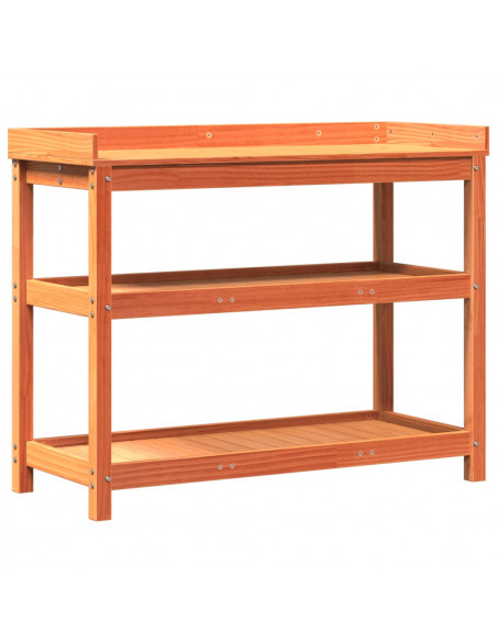 Tavolo Invaso con Ripiani Marrone 108x45x86,5 cm Massello Pino