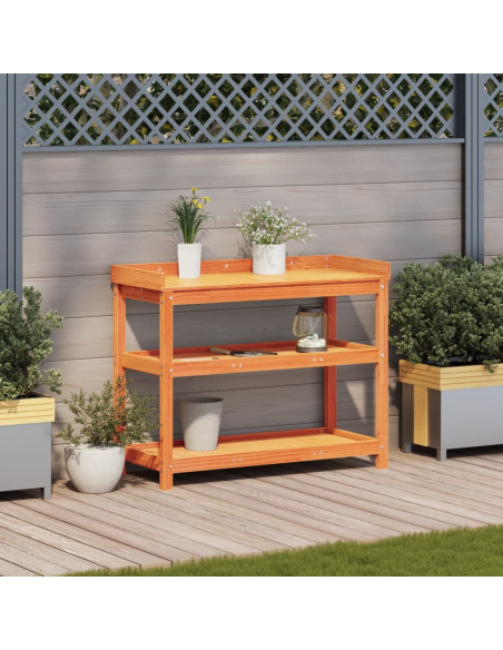 Tavolo Invaso con Ripiani Marrone 108x45x86,5 cm Massello Pino