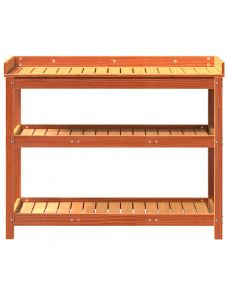 Tavolo Invaso con Ripiani Marrone 108x45x86,5 cm Massello Pino