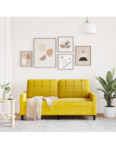 Divano a 2 Posti giallo 140 cm in Velluto