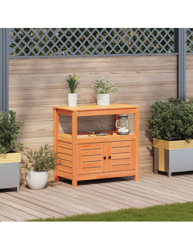 Tavolo Invaso con Ripiani Marrone 82,5x45x81 cm Massello Pino