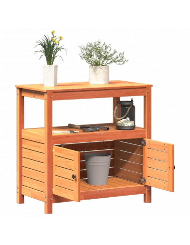 Tavolo Invaso con Ripiani Marrone 82,5x45x81 cm Massello Pino