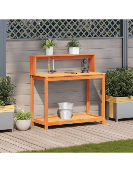 Tavolo Invaso con Ripiani Marrone 108x50x109,5 cm Massello Pino