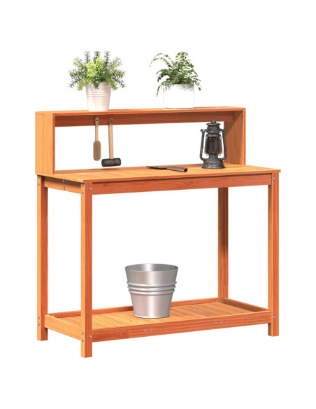 Tavolo Invaso con Ripiani Marrone 108x50x109,5 cm Massello Pino