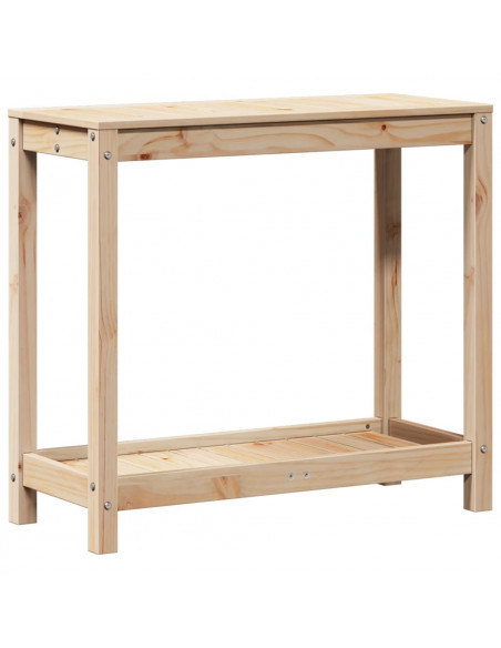 Tavolo Invaso con Ripiano 82,5x35x75 cm Legno Massello di Pino