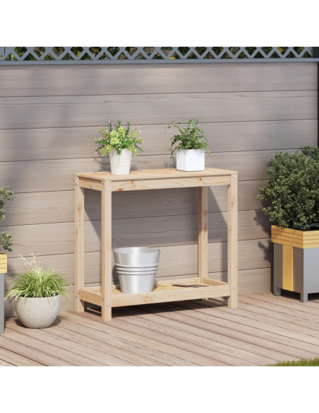 Tavolo Invaso con Ripiano 82,5x35x75 cm Legno Massello di Pino