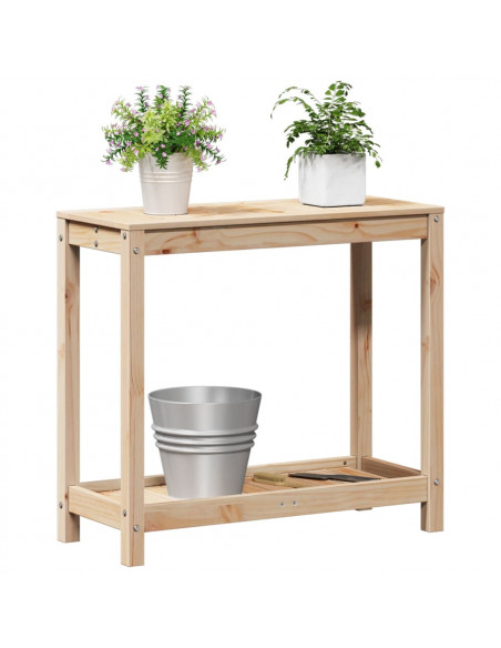 Tavolo Invaso con Ripiano 82,5x35x75 cm Legno Massello di Pino