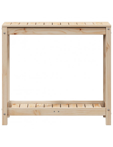 Tavolo Invaso con Ripiano 82,5x35x75 cm Legno Massello di Pino