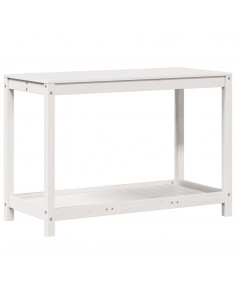 Tavolo Invaso con Ripiano Bianco 108x50x75 cm Massello Pino 2