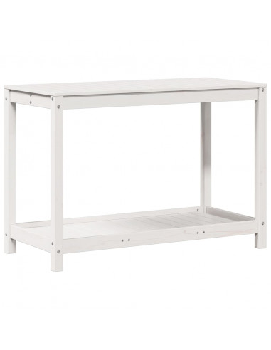 Tavolo Invaso con Ripiano Bianco 108x50x75 cm Massello Pino