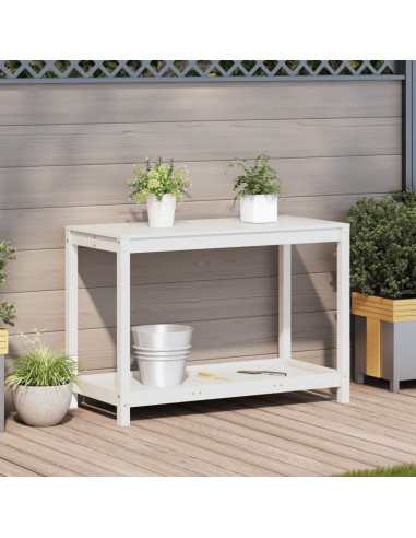 Tavolo Invaso con Ripiano Bianco 108x50x75 cm Massello Pino