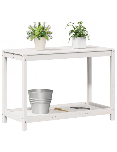 Tavolo Invaso con Ripiano Bianco 108x50x75 cm Massello Pino