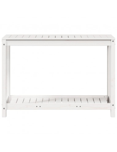 Tavolo Invaso con Ripiano Bianco 108x50x75 cm Massello Pino