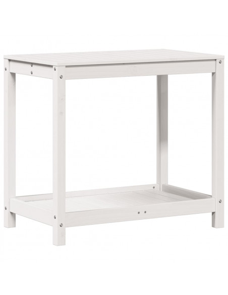 Tavolo Invaso con Ripiano Bianco 82,5x50x75 cm Massello Pino