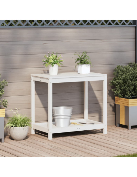 Tavolo Invaso con Ripiano Bianco 82,5x50x75 cm Massello Pino