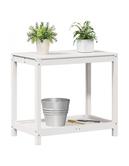 Tavolo Invaso con Ripiano Bianco 82,5x50x75 cm Massello Pino