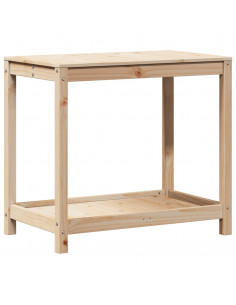 Tavolo Invaso con Ripiano 82,5x50x75 cm Legno Massello di Pino 2