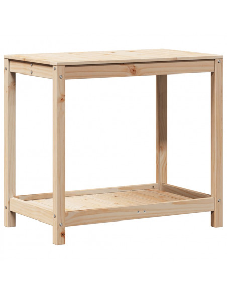 Tavolo Invaso con Ripiano 82,5x50x75 cm Legno Massello di Pino