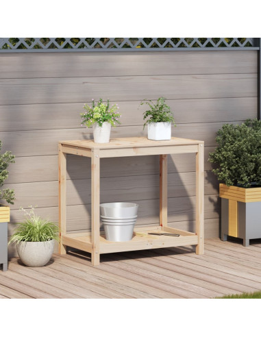Tavolo Invaso con Ripiano 82,5x50x75 cm Legno Massello di Pino