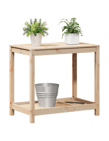 Tavolo Invaso con Ripiano 82,5x50x75 cm Legno Massello di Pino