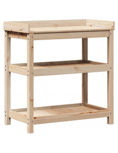 Tavolo Invaso con Ripiani 82,5x45x86,5 cm Legno Massello Pino 2