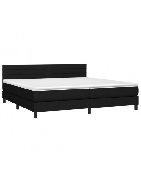 Letto a Molle Materasso e LED Nero 200x200cm in Tessuto