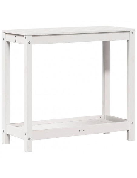 Tavolo Invaso con Ripiano Bianco 82,5x35x75 cm Massello Pino