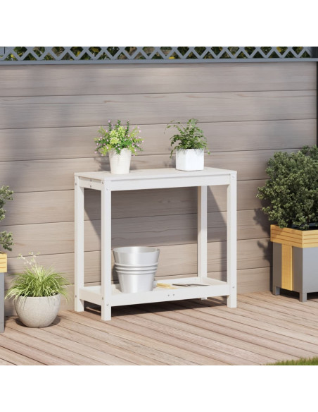Tavolo Invaso con Ripiano Bianco 82,5x35x75 cm Massello Pino