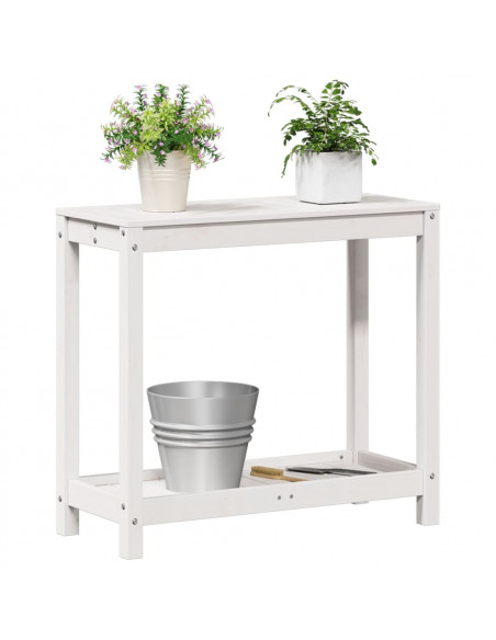 Tavolo Invaso con Ripiano Bianco 82,5x35x75 cm Massello Pino
