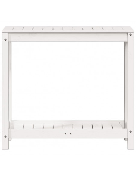 Tavolo Invaso con Ripiano Bianco 82,5x35x75 cm Massello Pino